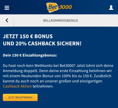 Bet3000 Bonus