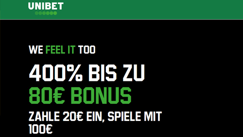 Unibet 400% Bonus bis 80 €