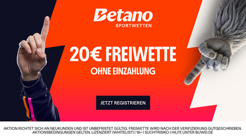 Betano 20 € gratis ohne Einzahlung + 100 % bis 80 € Bonus